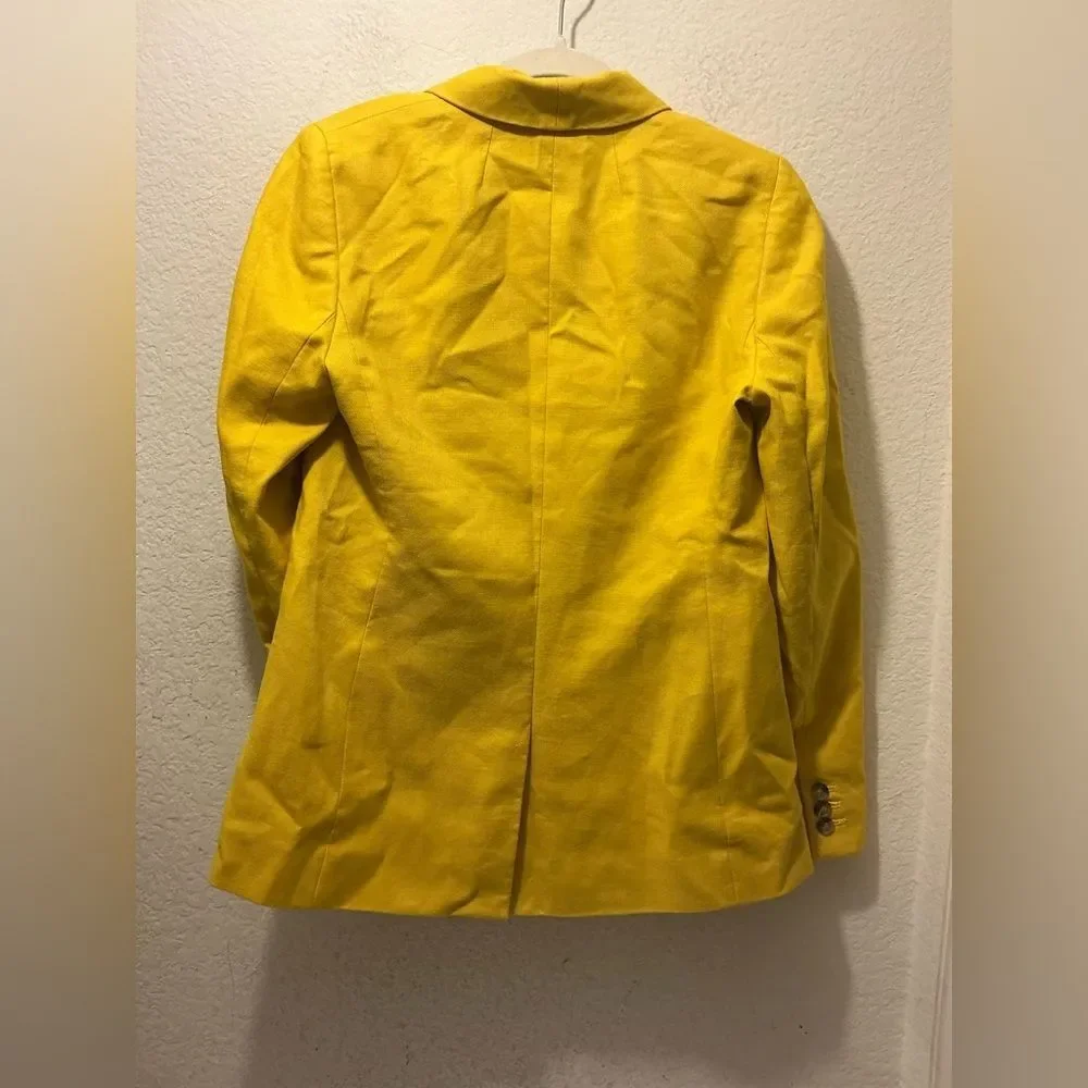 J. Crew Parke Bright Yellow Women's Single-Button Blazer linen blend size 6